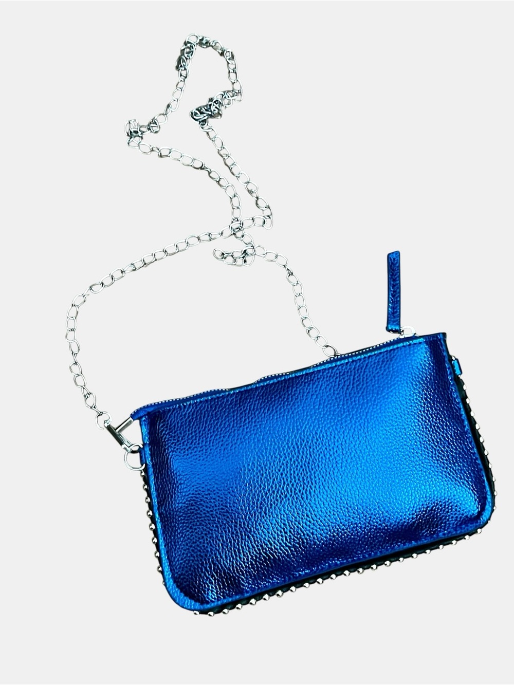 Color-Block Metallic Rainbow Crossbody Bag with Silver Chain Strap - Picture 4 of 9